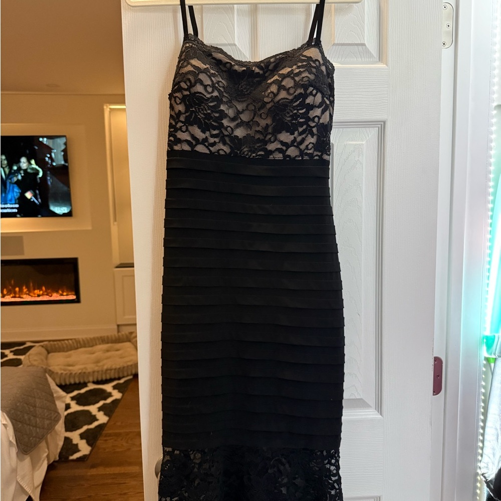 Xscape Black Lace Midi Dress